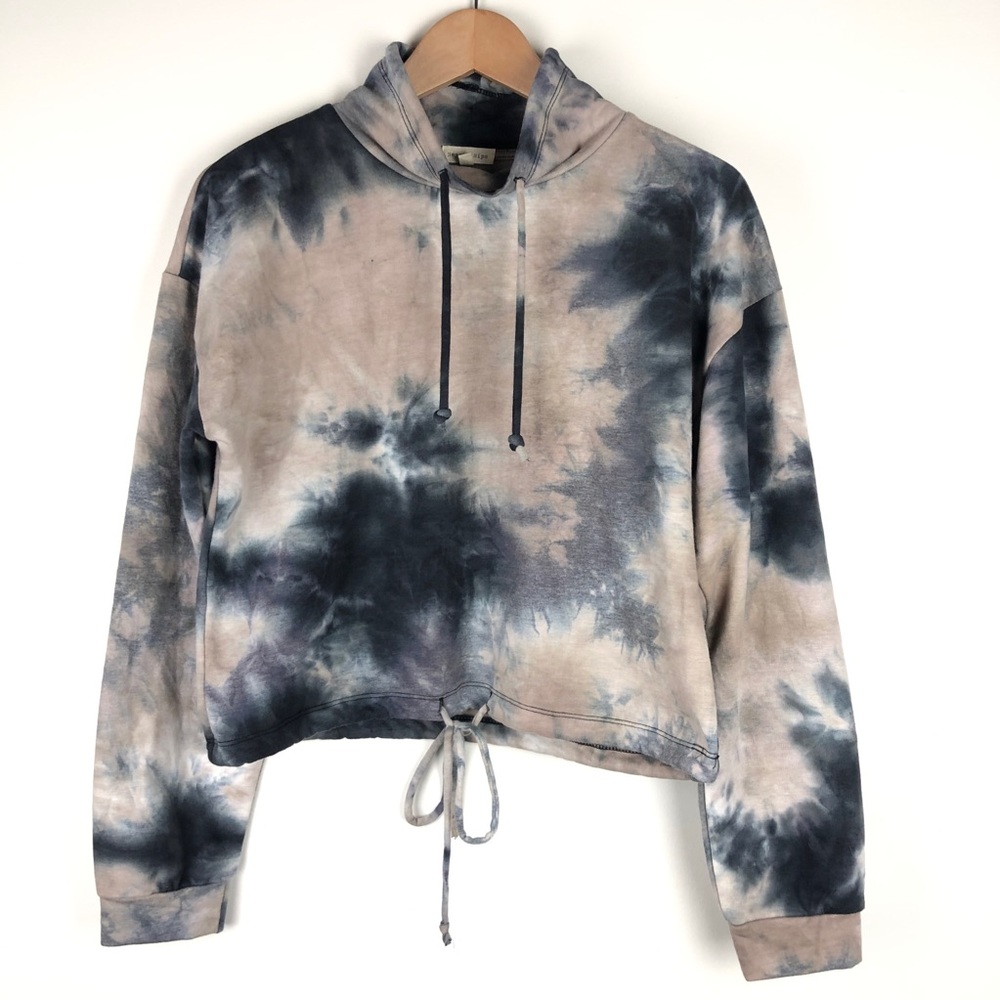 Heart and Hips Tie Dye Mock Neck Crop Sweatshirt